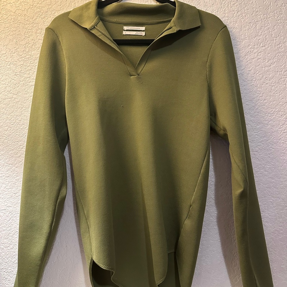 Anthropologie Sage Green Collared Top body suit. XL never worn